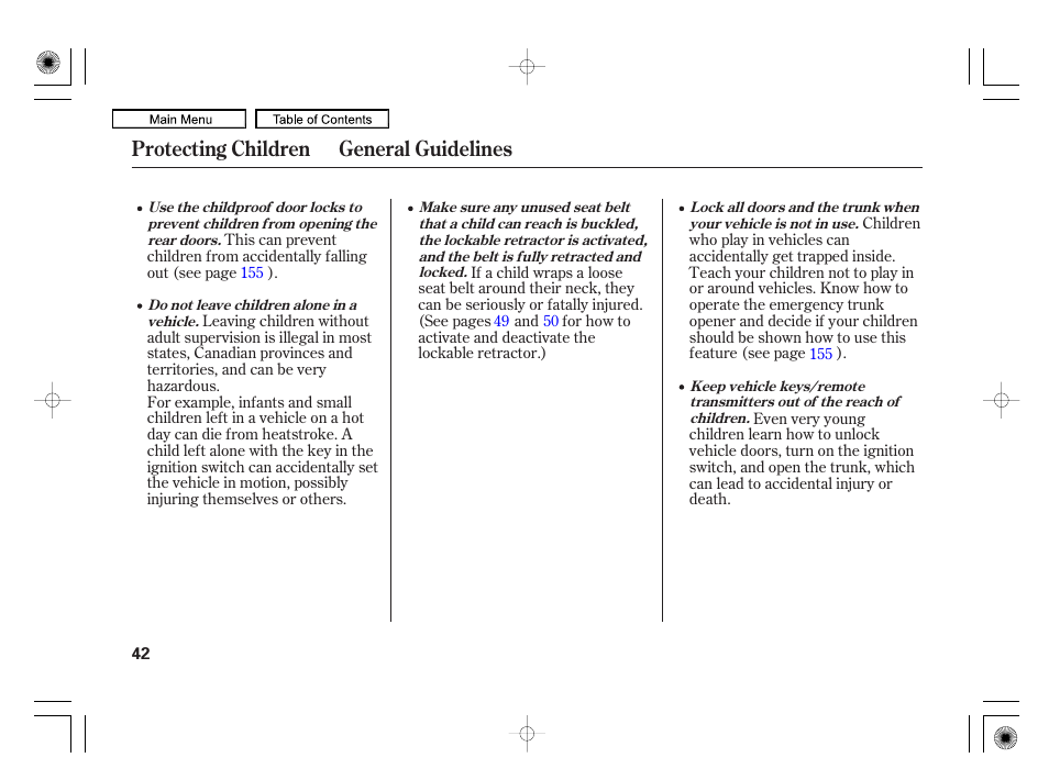 Protecting children general guidelines | Acura 2010 RL User Manual | Page 45 / 551