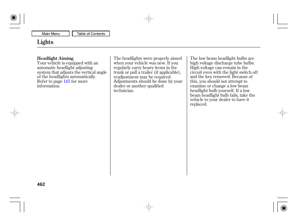 Lights | Acura 2010 RL User Manual | Page 465 / 551