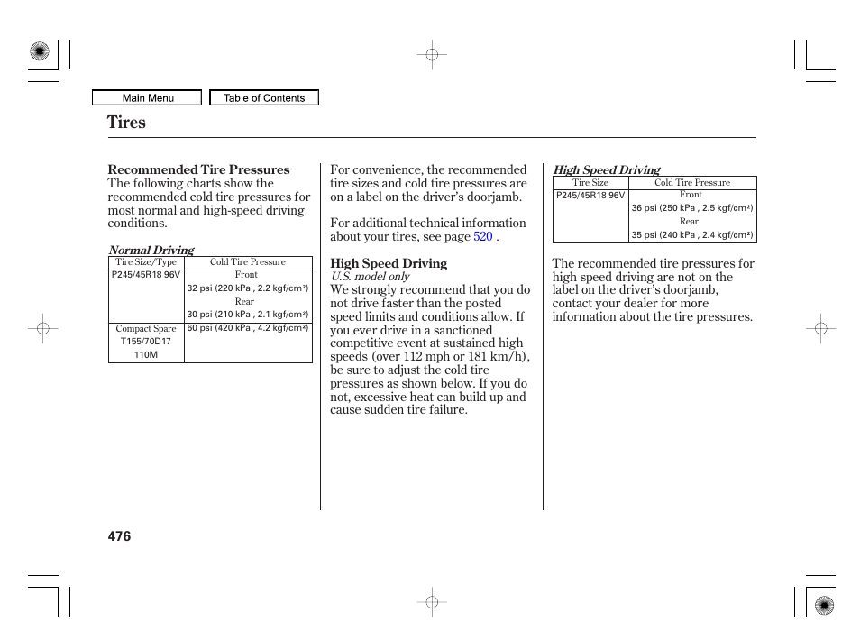 Tires | Acura 2010 RL User Manual | Page 479 / 551
