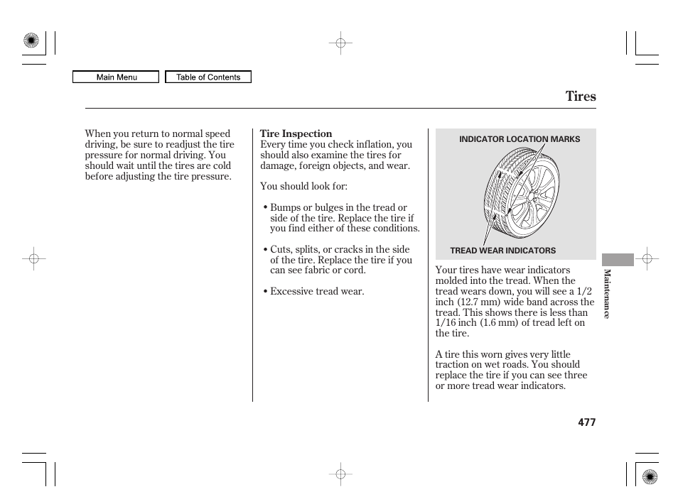Tires | Acura 2010 RL User Manual | Page 480 / 551