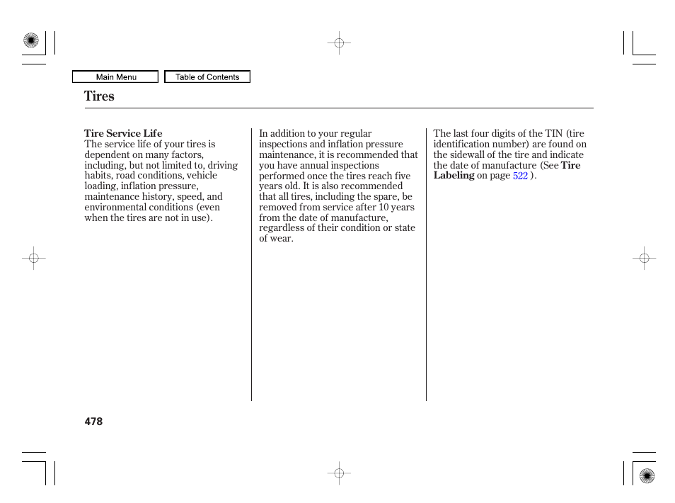 Tires | Acura 2010 RL User Manual | Page 481 / 551