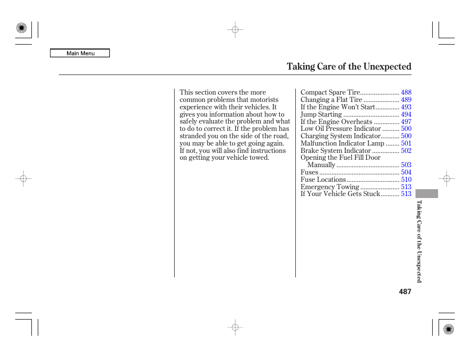 Taking care of the unexpected | Acura 2010 RL User Manual | Page 490 / 551