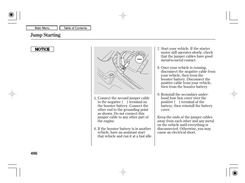Jump starting | Acura 2010 RL User Manual | Page 499 / 551