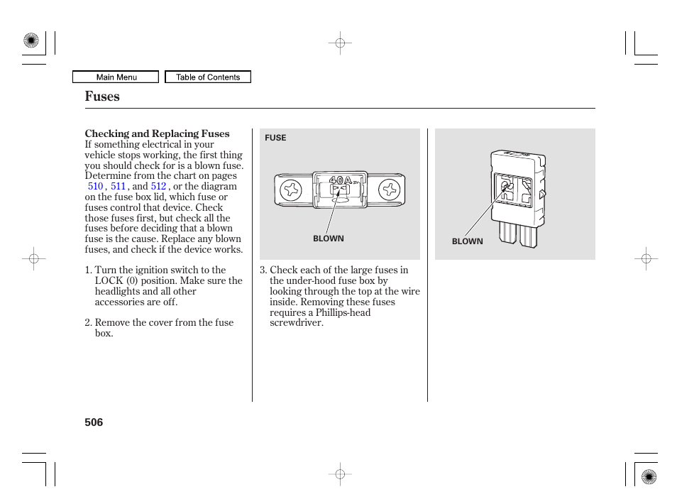 Fuses | Acura 2010 RL User Manual | Page 509 / 551