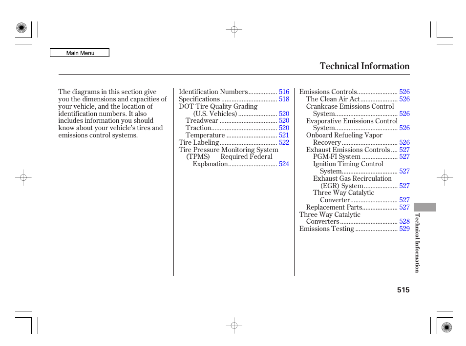 Technical information | Acura 2010 RL User Manual | Page 518 / 551