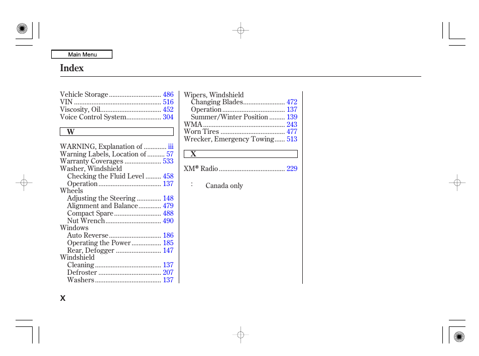Index | Acura 2010 RL User Manual | Page 549 / 551
