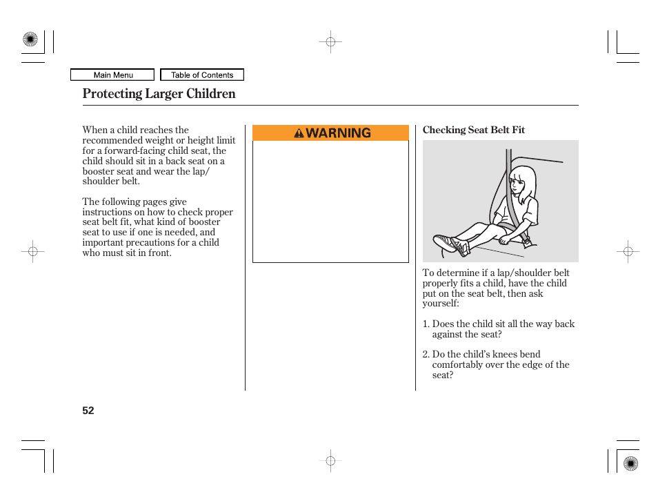 Protecting larger children | Acura 2010 RL User Manual | Page 55 / 551