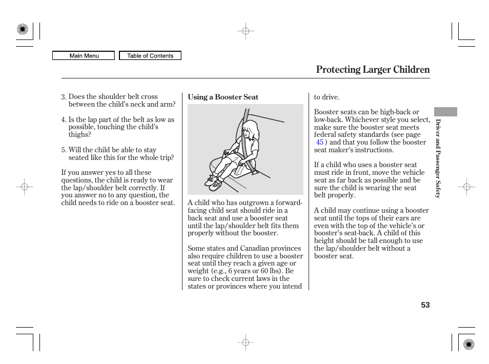 Protecting larger children | Acura 2010 RL User Manual | Page 56 / 551