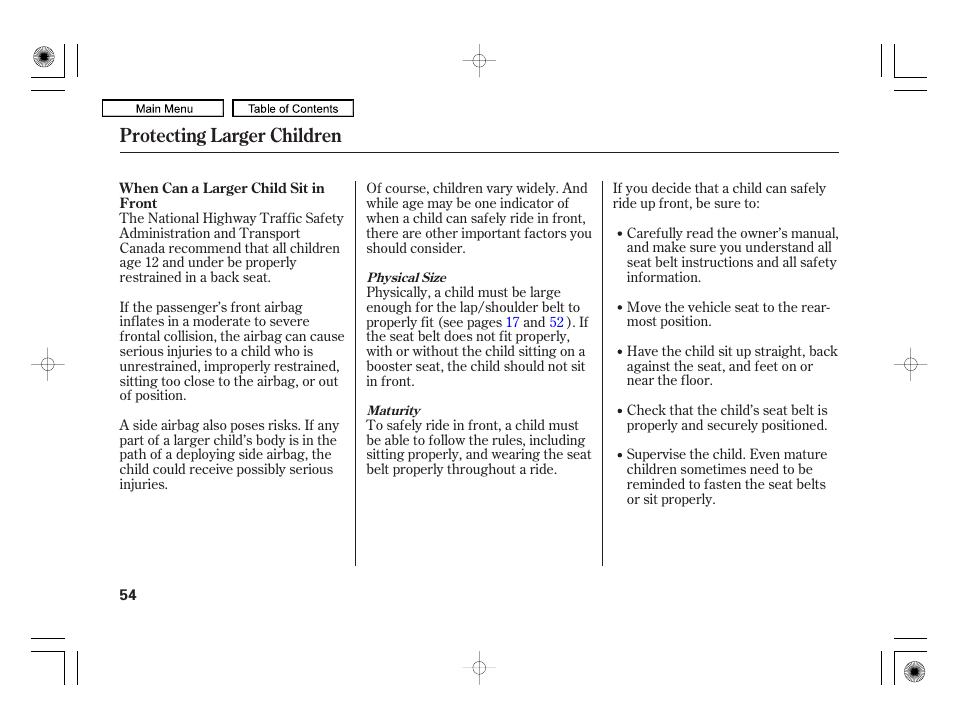 Protecting larger children | Acura 2010 RL User Manual | Page 57 / 551