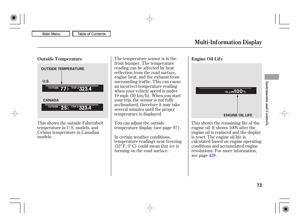 Multi-information display | Acura 2010 RL User Manual | Page 76 / 551