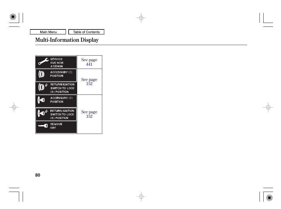 Multi-information display | Acura 2010 RL User Manual | Page 83 / 551