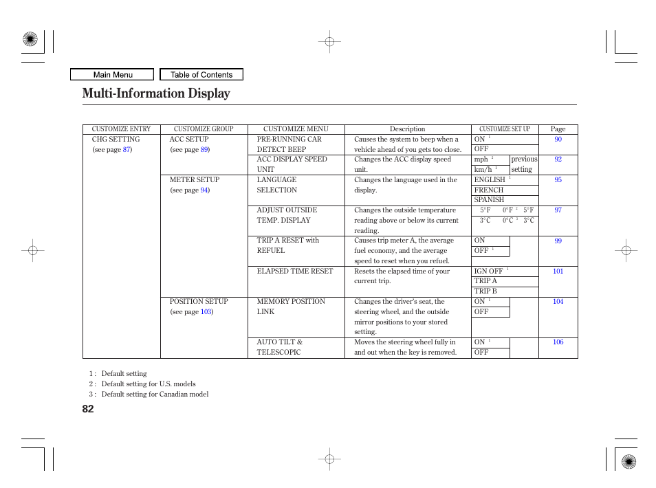 Multi-information display | Acura 2010 RL User Manual | Page 85 / 551