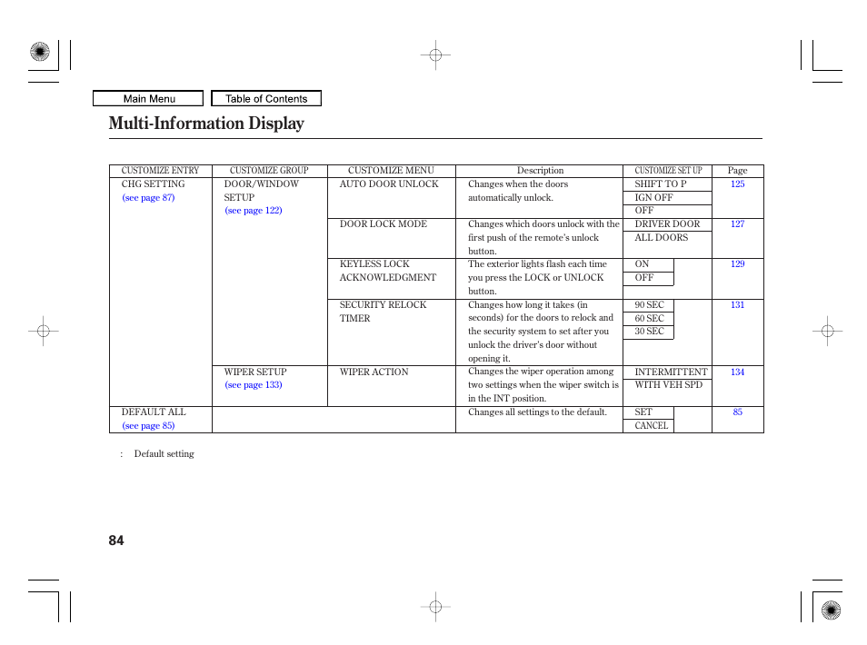 Multi-information display | Acura 2010 RL User Manual | Page 87 / 551