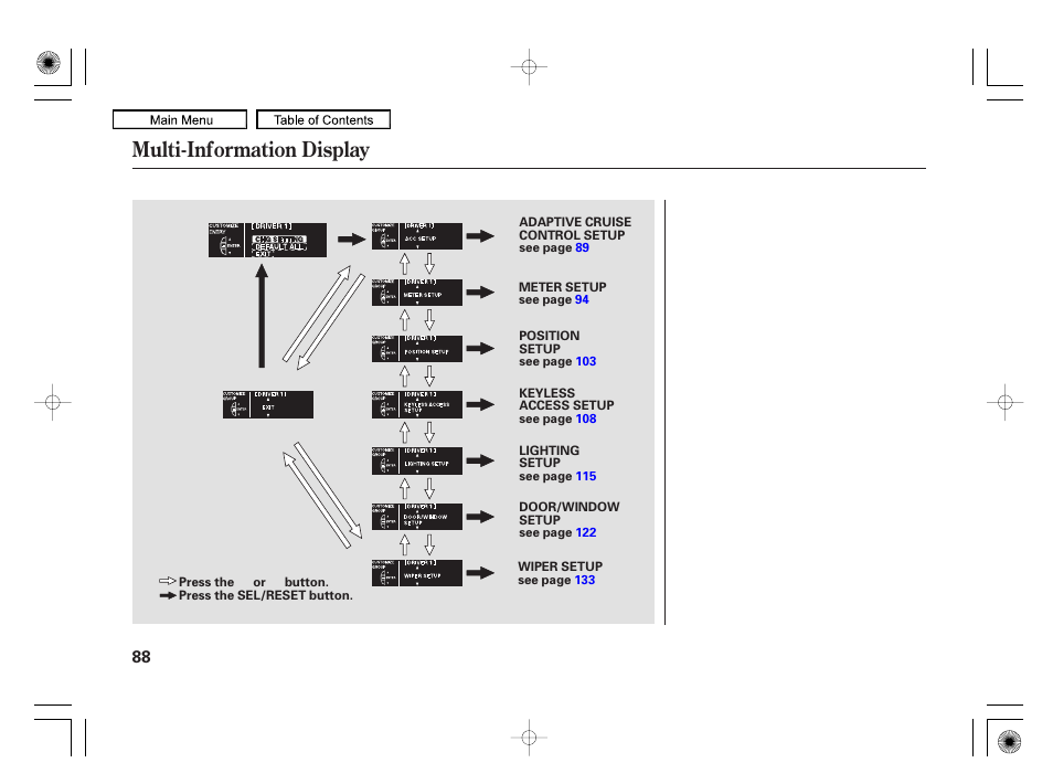 Multi-information display | Acura 2010 RL User Manual | Page 91 / 551