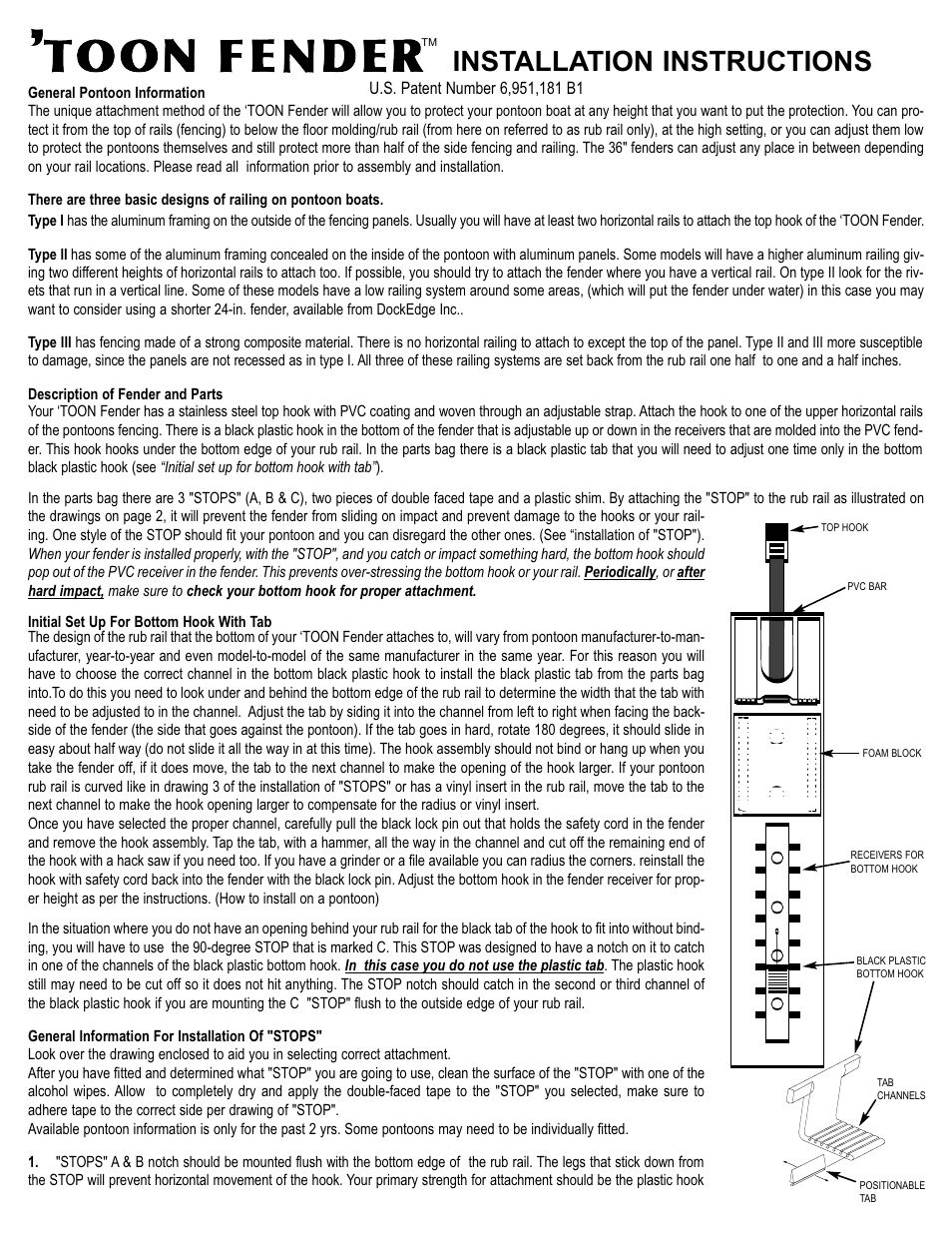 Dock Edge + Pontoon Fenders User Manual | 2 pages