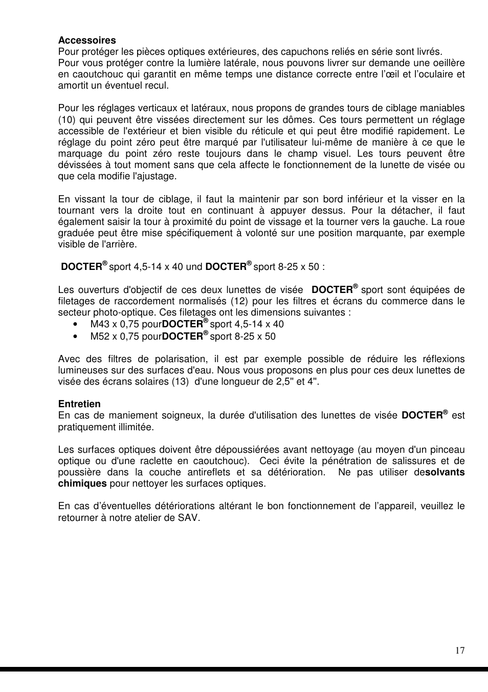 DOCTER DOCTER®sport 8-25x50 User Manual | Page 17 / 29