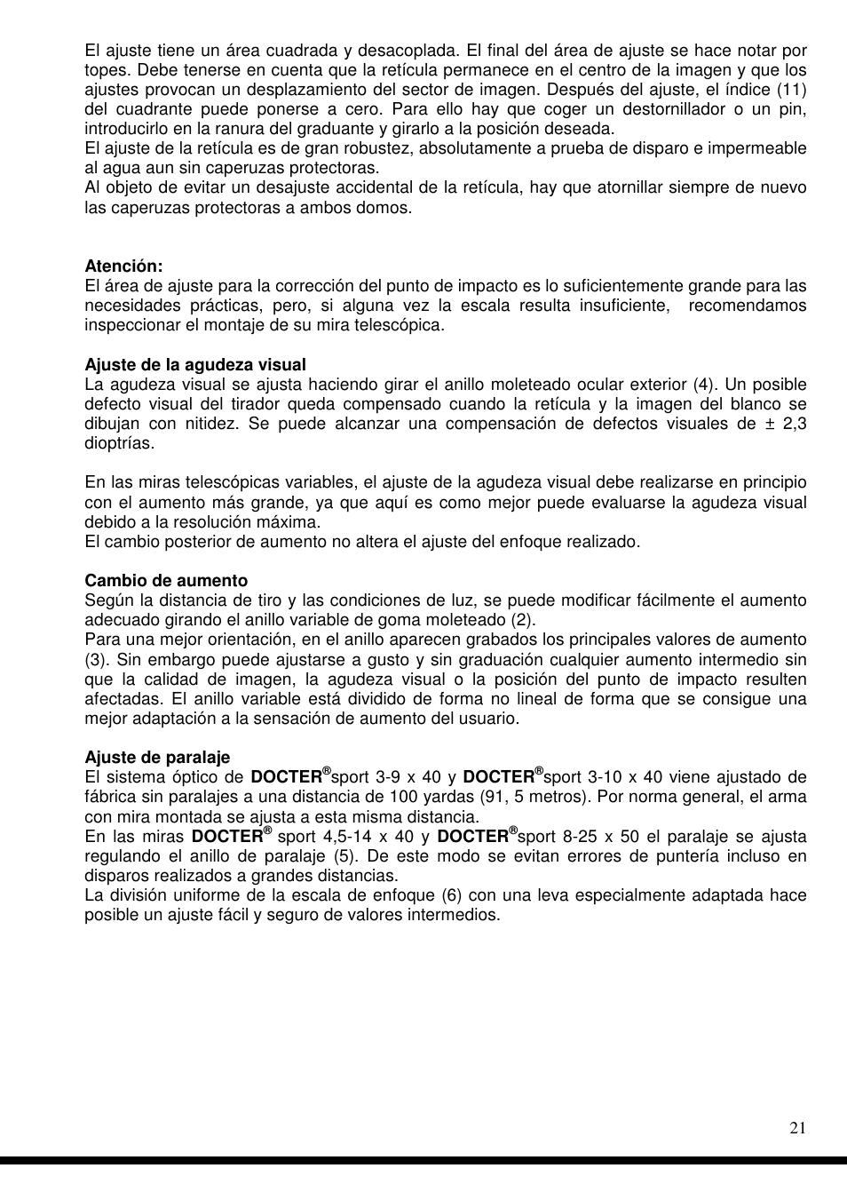 DOCTER DOCTER®sport 8-25x50 User Manual | Page 21 / 29