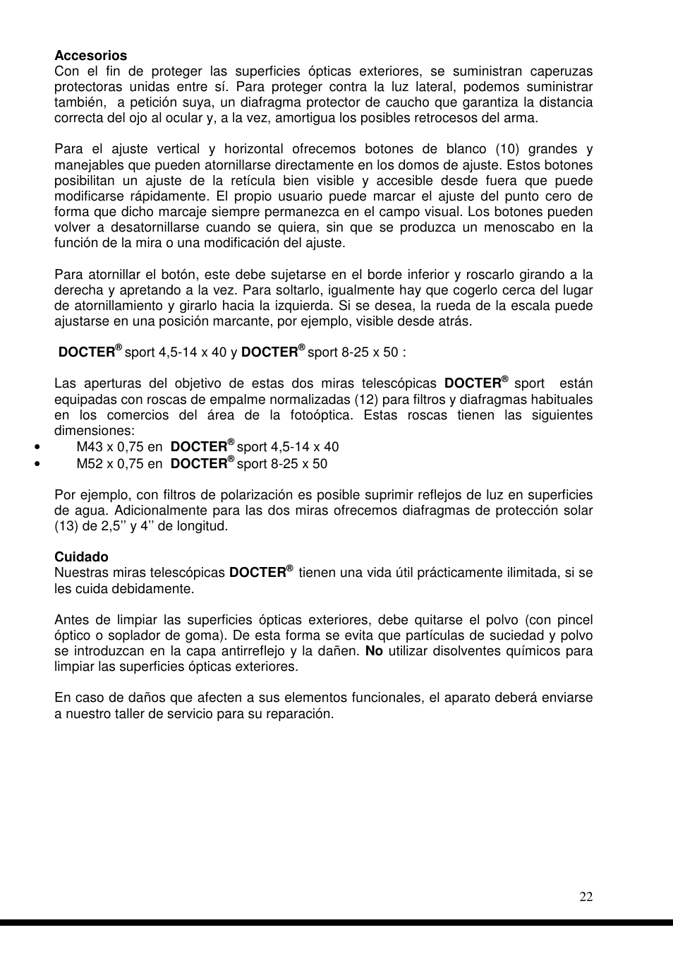 DOCTER DOCTER®sport 8-25x50 User Manual | Page 22 / 29