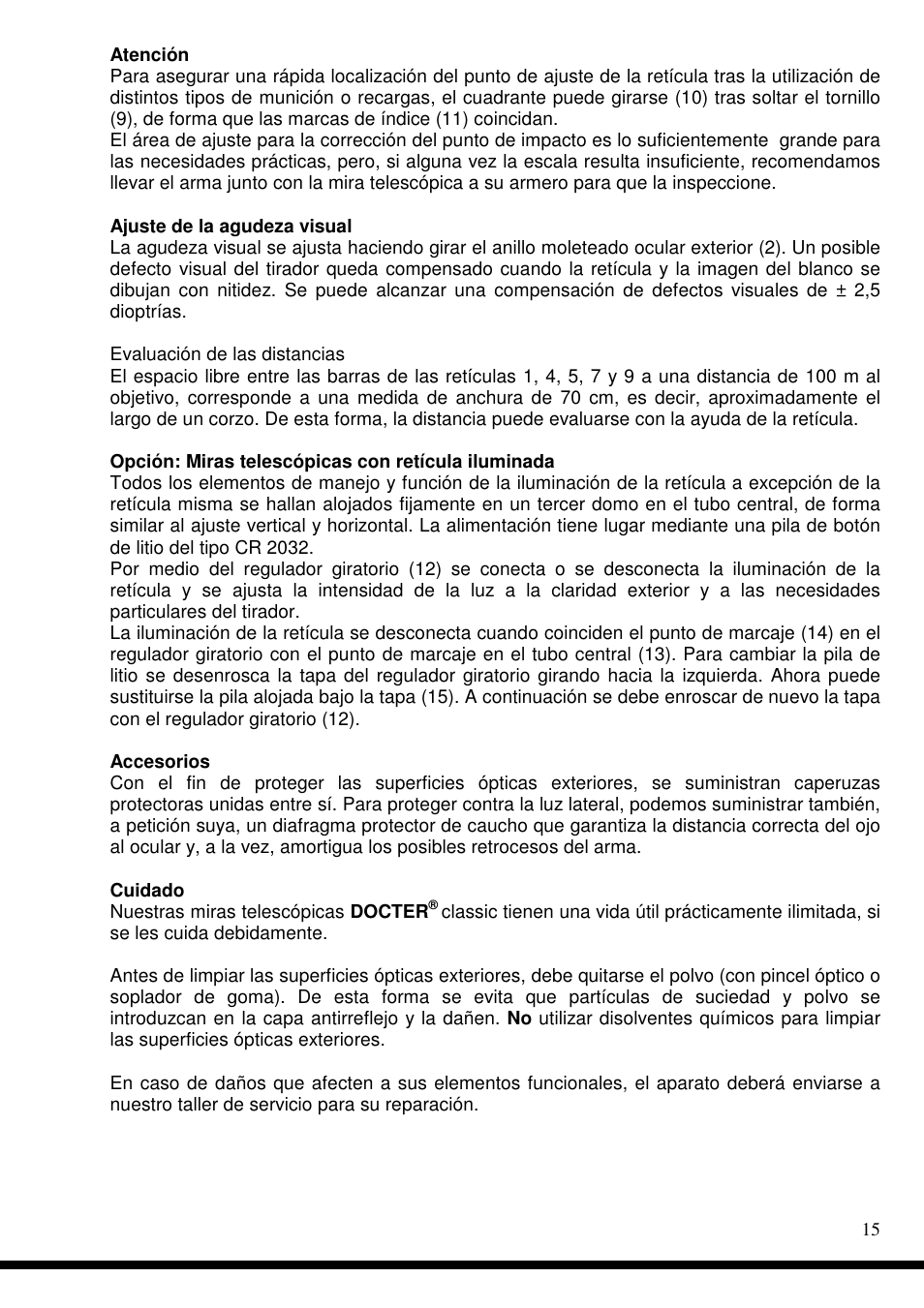 DOCTER DOCTER®classic 8x56 User Manual | Page 15 / 21