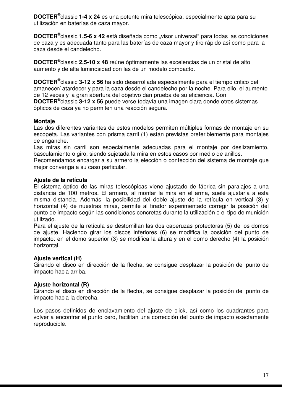 DOCTER Сlassic 3-12x56 User Manual | Page 17 / 26