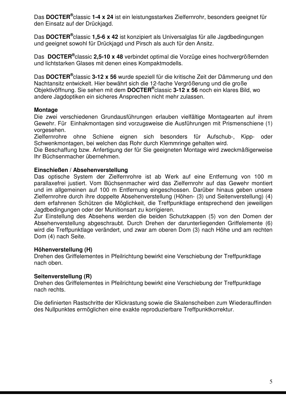 DOCTER Сlassic 3-12x56 User Manual | Page 5 / 26