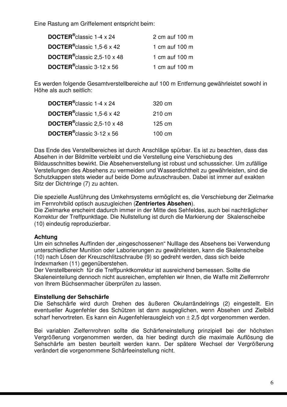 DOCTER Сlassic 3-12x56 User Manual | Page 6 / 26