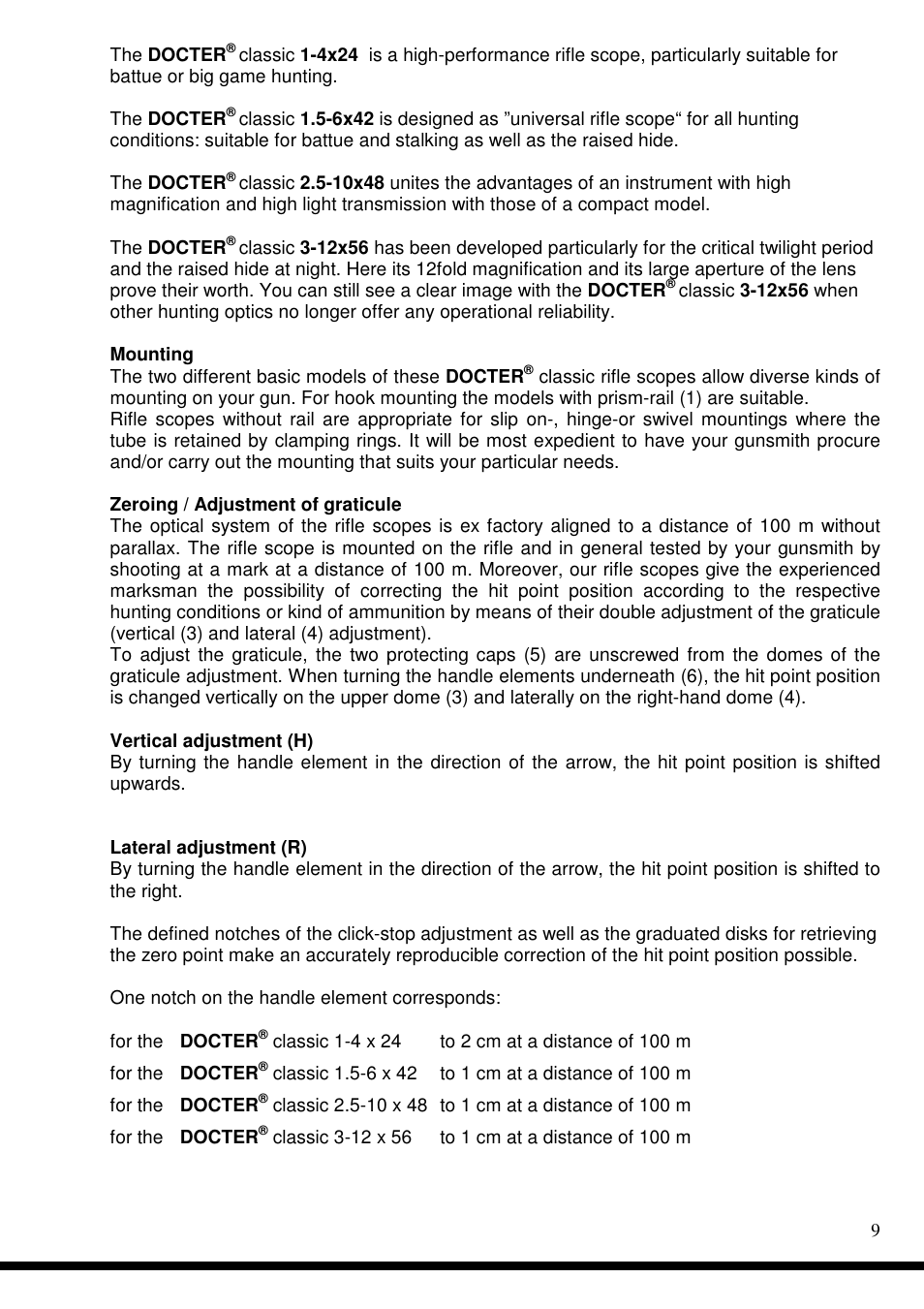 DOCTER Сlassic 3-12x56 User Manual | Page 9 / 26