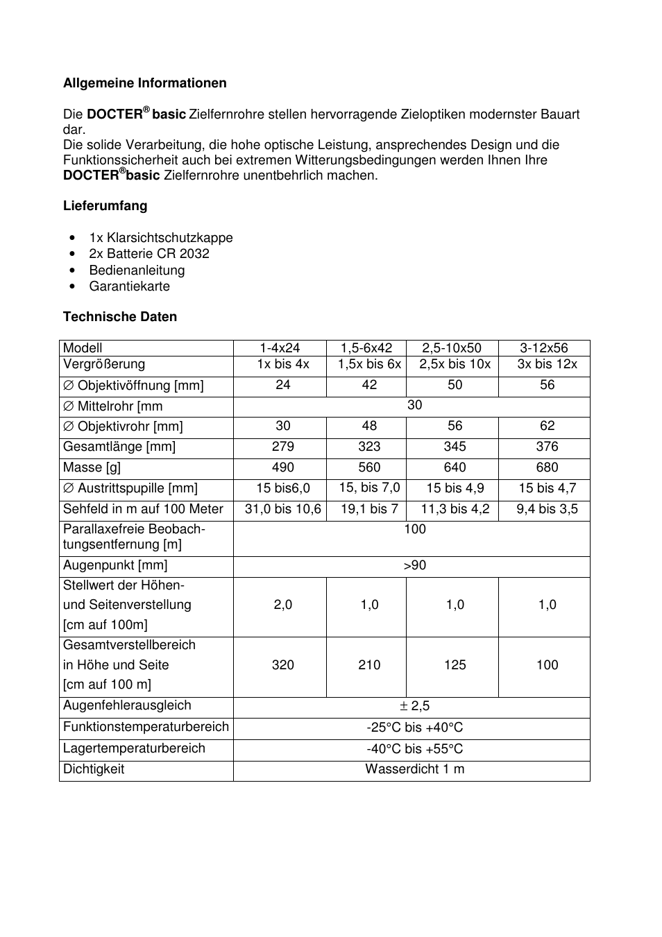 DOCTER DOCTER®basic 3-12x56 User Manual | Page 5 / 33