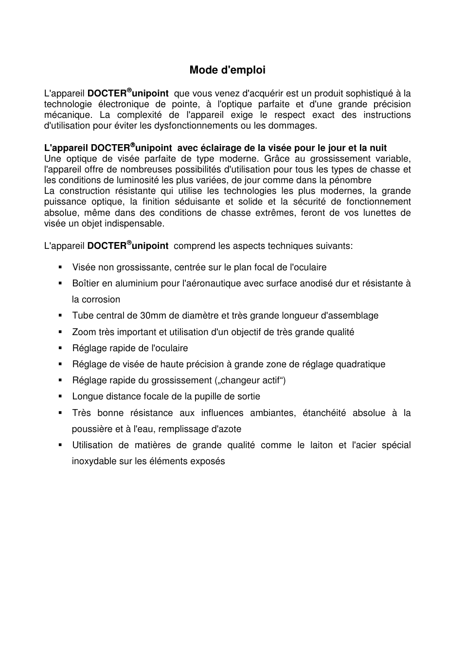 Mode d'emploi | DOCTER DOCTER®unipoint 3-12x56 User Manual | Page 16 / 37