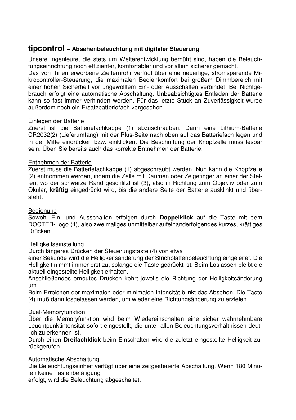 Tipcontrol | DOCTER DOCTER®unipoint 3-12x56 User Manual | Page 6 / 37