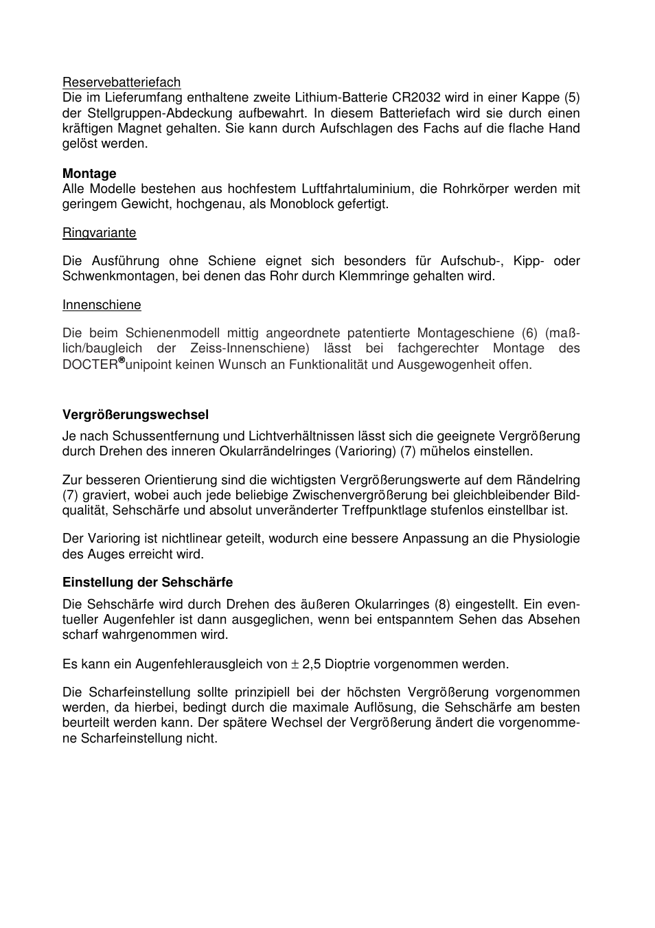 DOCTER DOCTER®unipoint 3-12x56 User Manual | Page 7 / 37