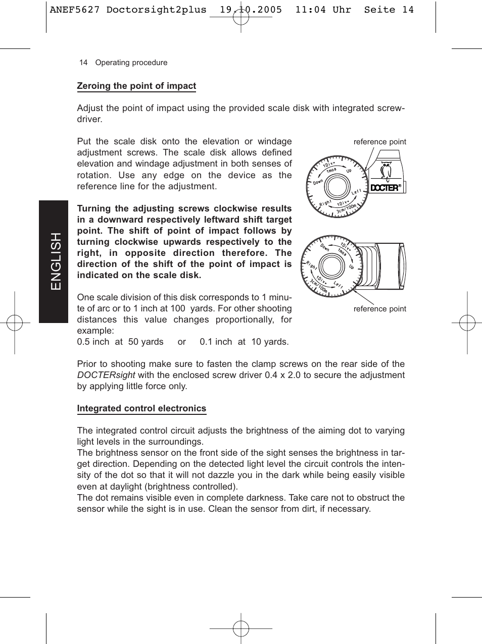 English | DOCTER DOCTER®sight II plus User Manual | Page 14 / 32