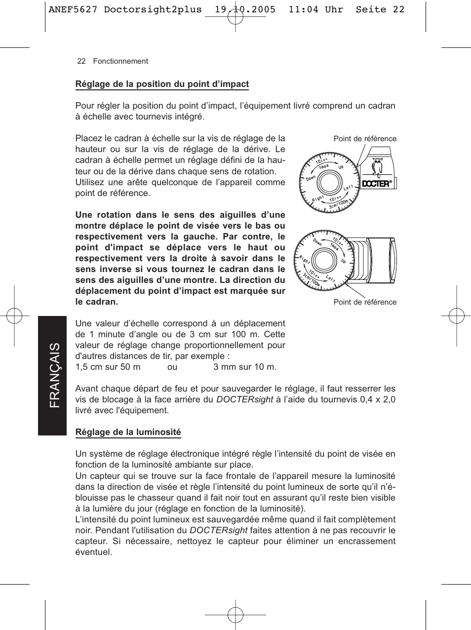 Français | DOCTER DOCTER®sight II plus User Manual | Page 22 / 32