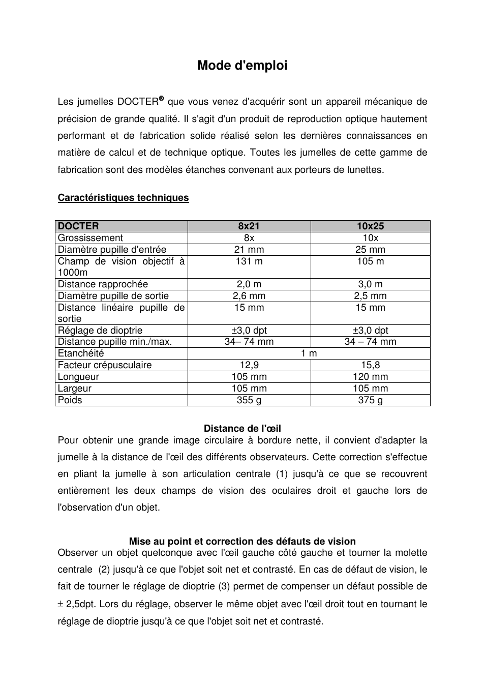 Mode d'emploi | DOCTER DOCTER®compact Series User Manual | Page 8 / 15