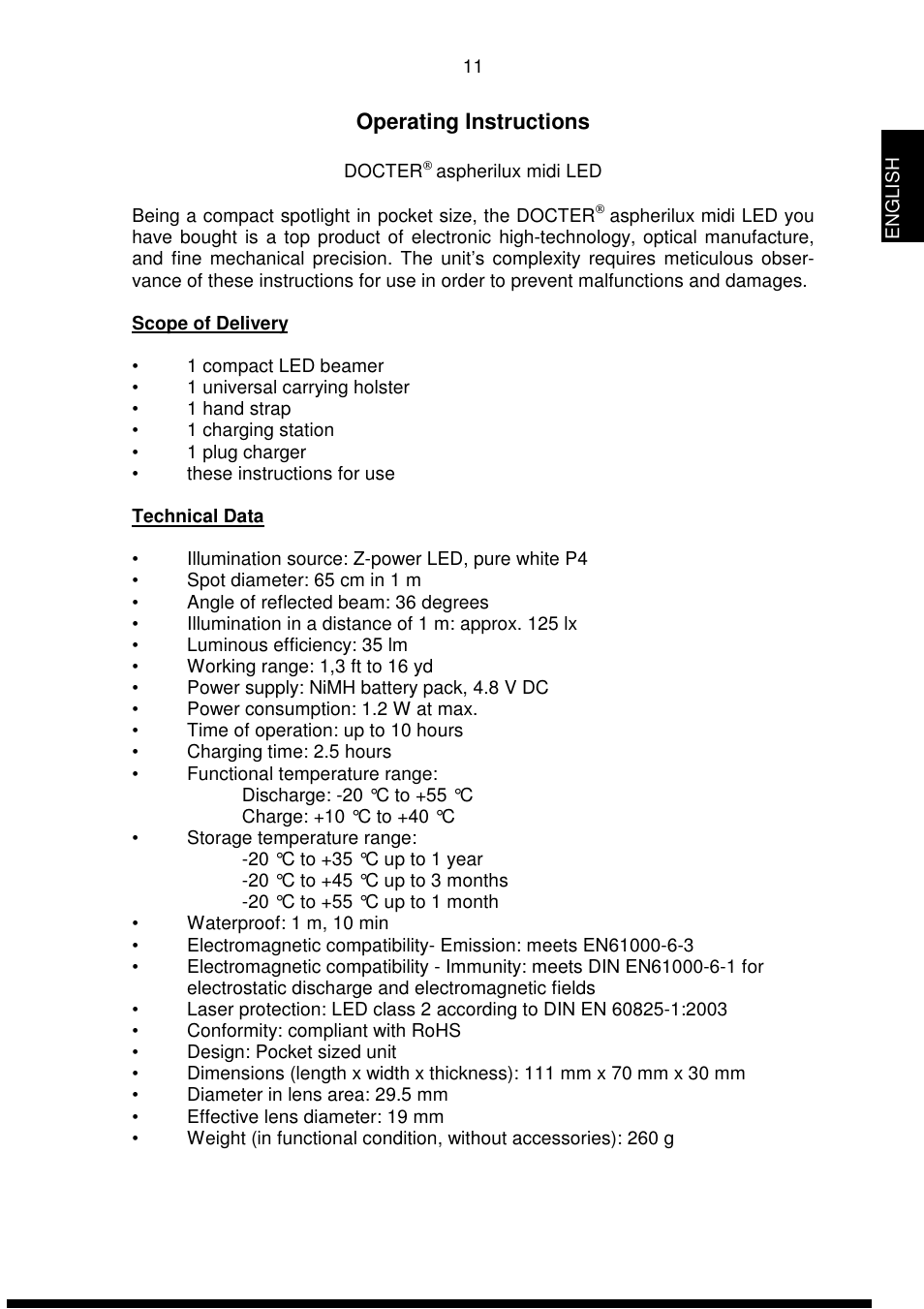 DOCTER DOCTER®aspherilux midi LED User Manual | Page 11 / 42