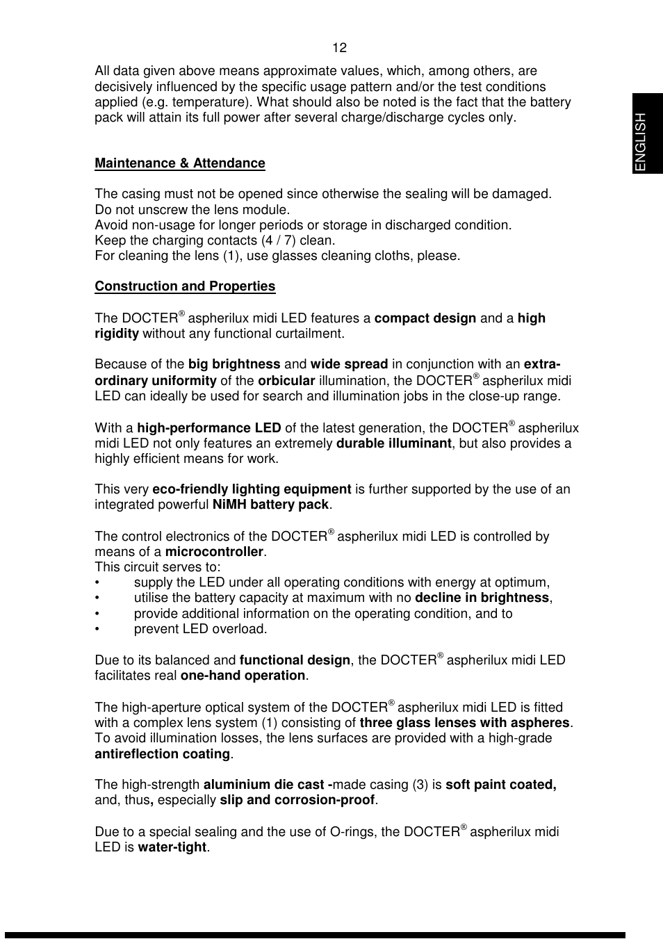 DOCTER DOCTER®aspherilux midi LED User Manual | Page 12 / 42
