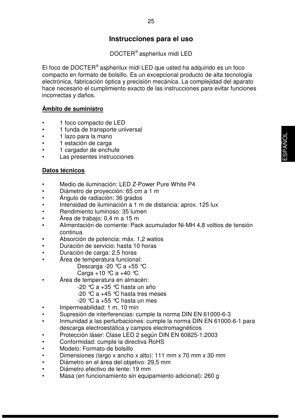 DOCTER DOCTER®aspherilux midi LED User Manual | Page 25 / 42