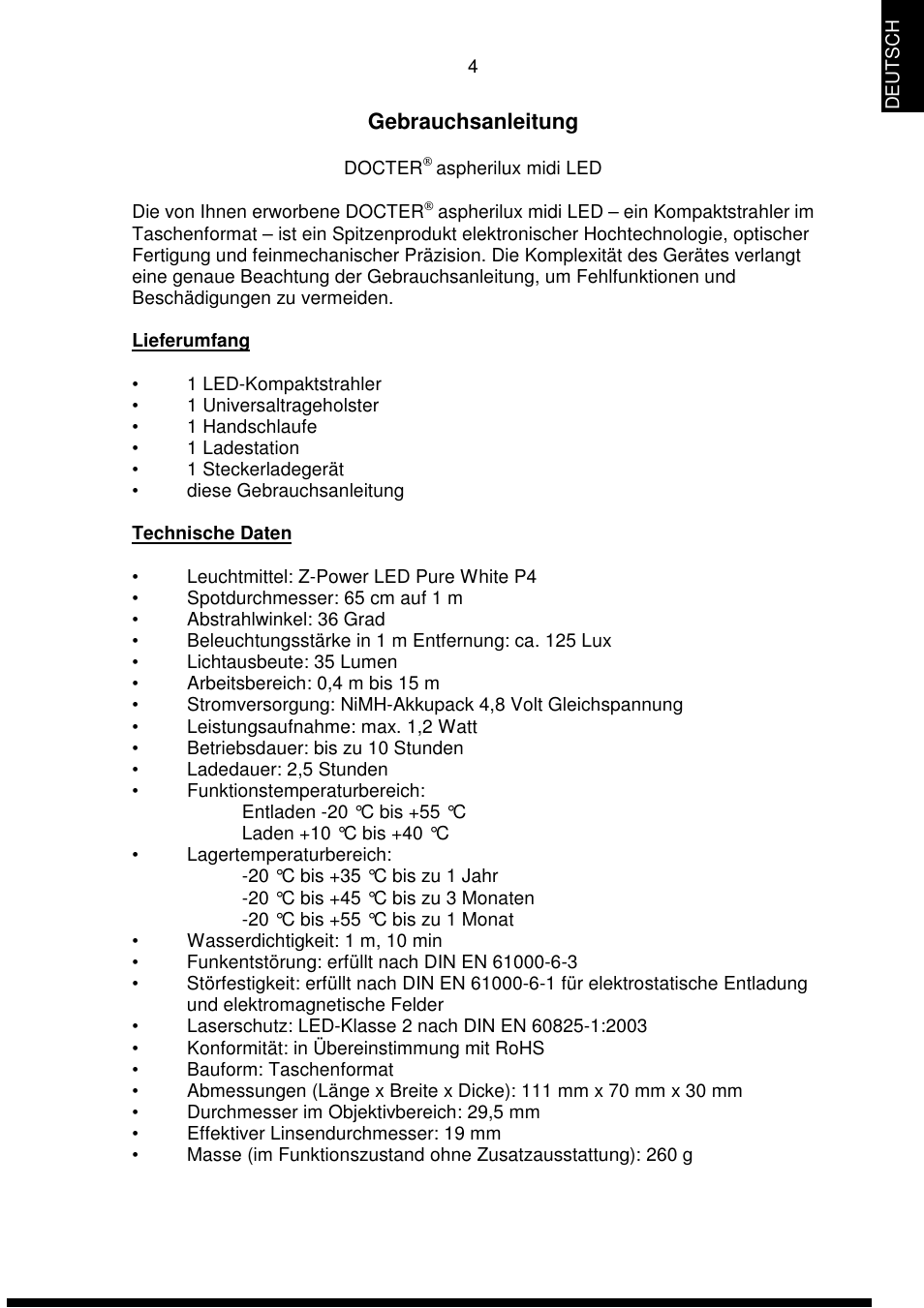 DOCTER DOCTER®aspherilux midi LED User Manual | Page 4 / 42