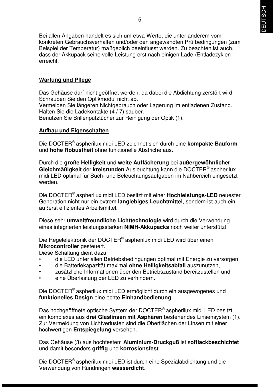 DOCTER DOCTER®aspherilux midi LED User Manual | Page 5 / 42
