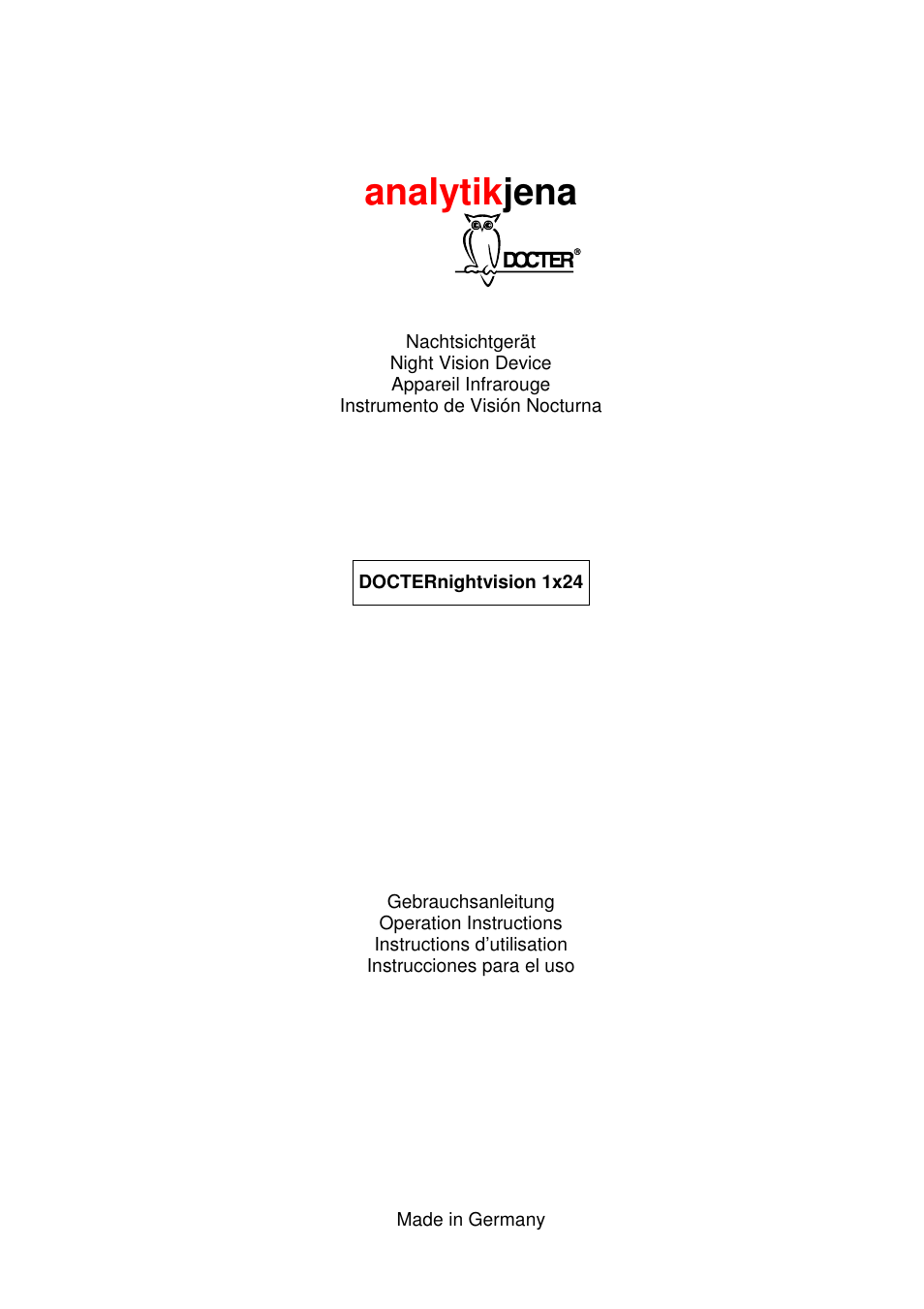 DOCTER DOCTER®nightvision 1x24 User Manual | 54 pages