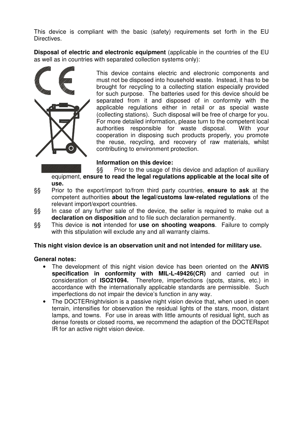 DOCTER DOCTER®nightvision 1x24 User Manual | Page 16 / 54