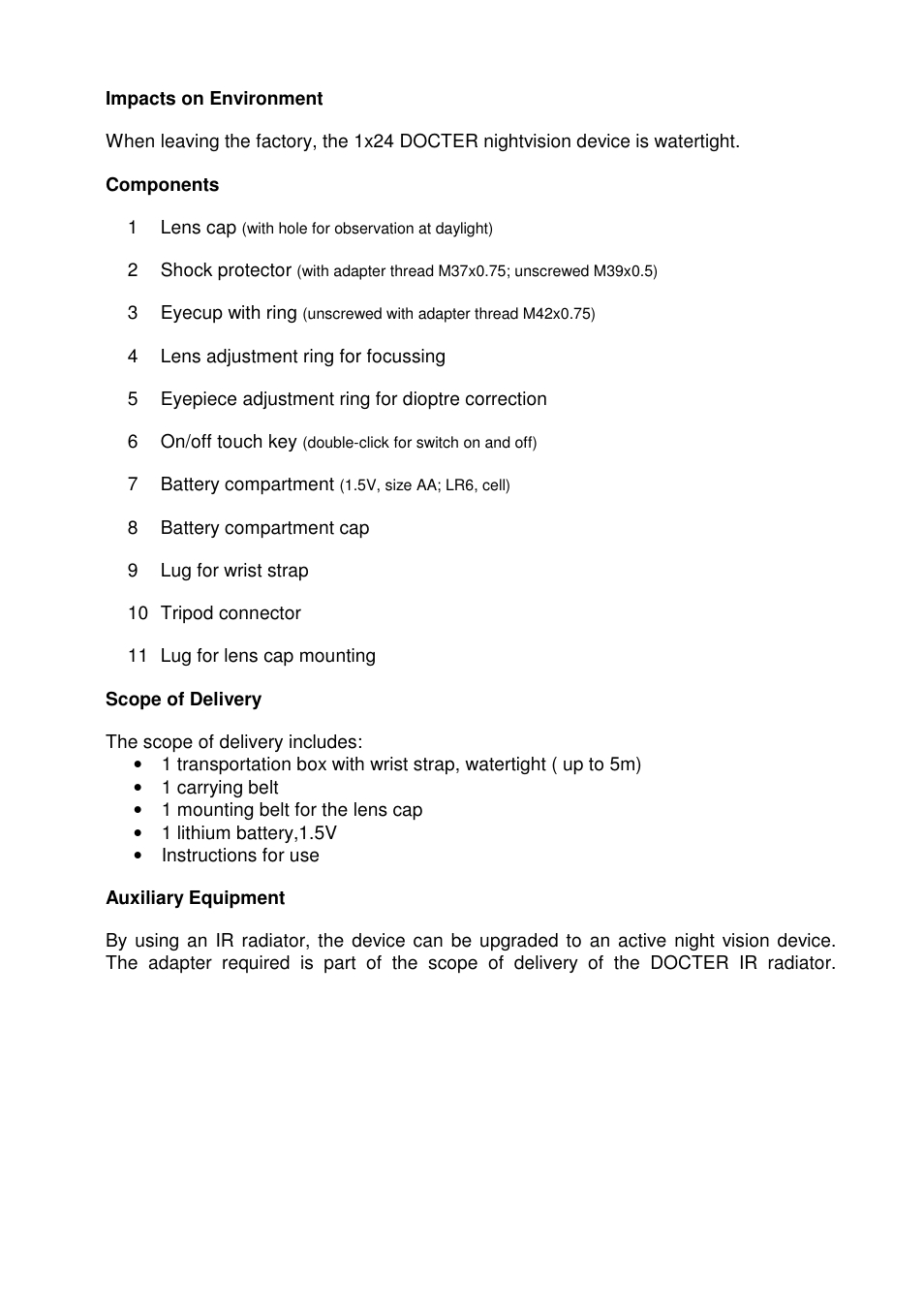 DOCTER DOCTER®nightvision 1x24 User Manual | Page 18 / 54