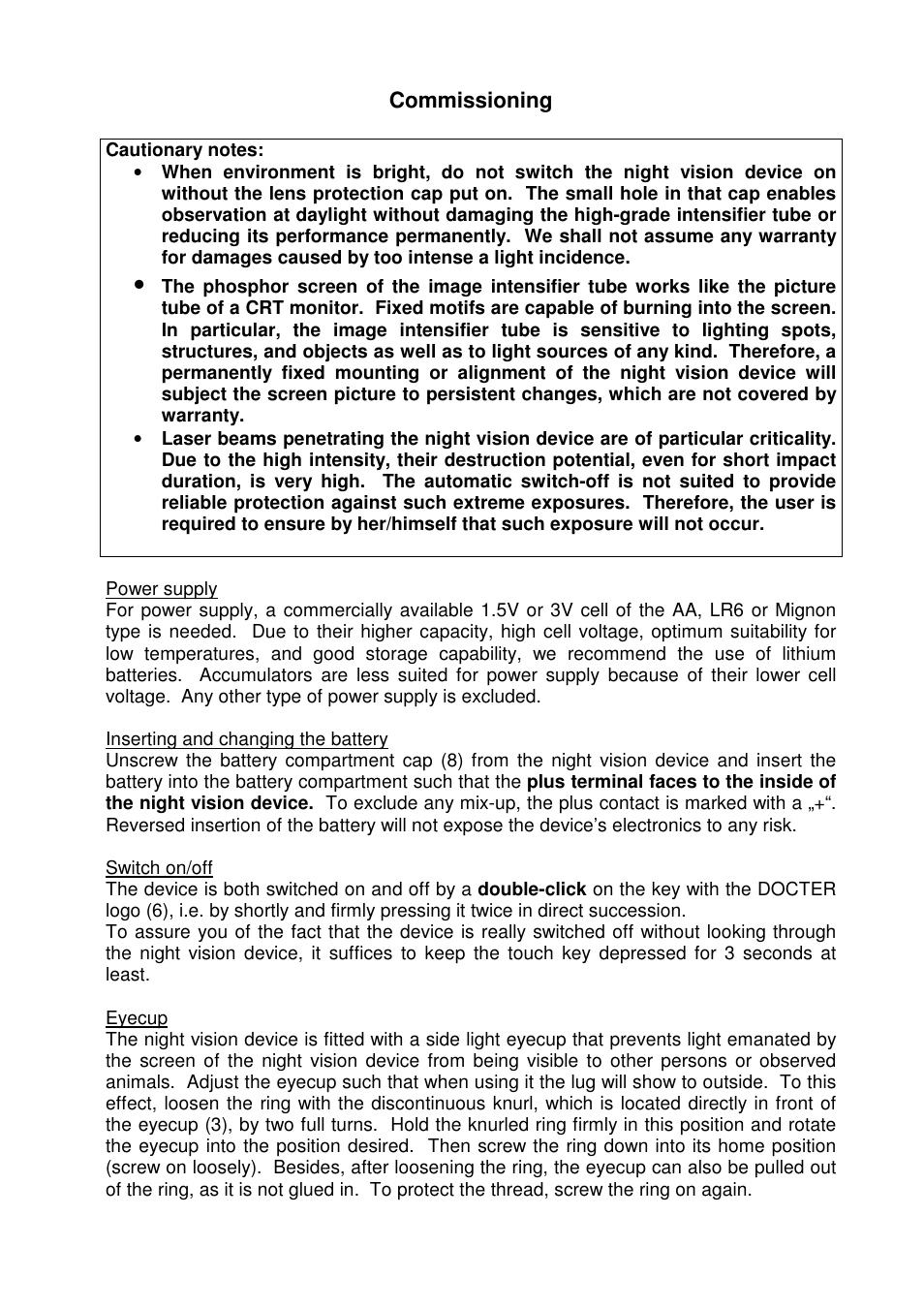 DOCTER DOCTER®nightvision 1x24 User Manual | Page 20 / 54