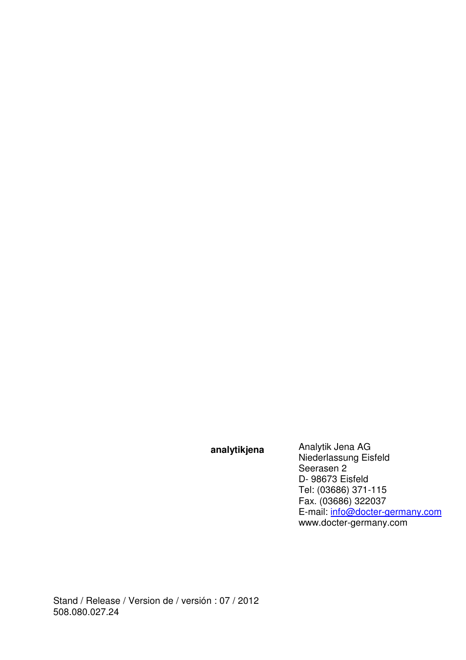 DOCTER DOCTER®nightvision 1x24 User Manual | Page 54 / 54