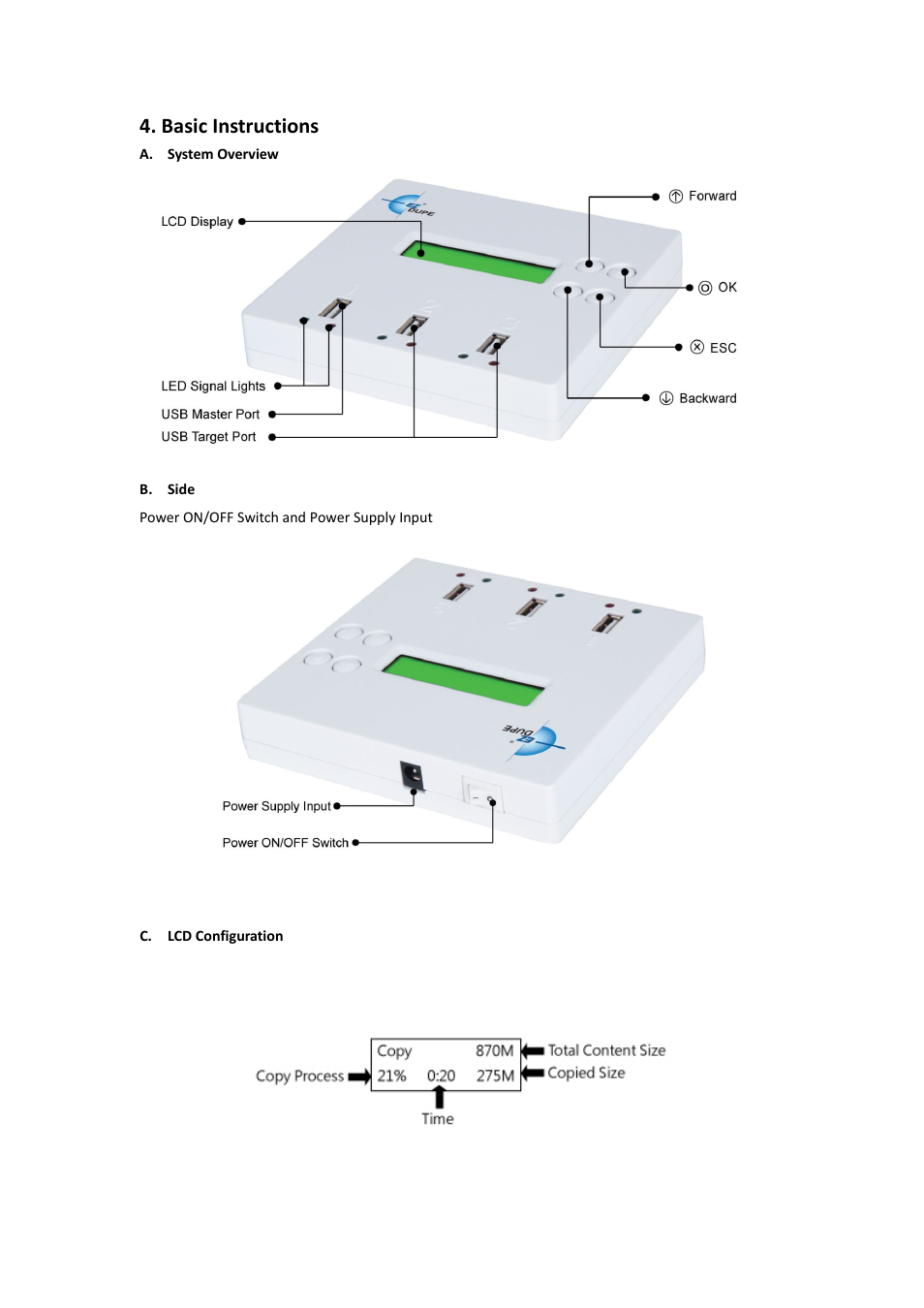 Basic instructions | EZ Dupe Portable USB 2 Copy Duplicator & Tester User Manual | Page 4 / 12