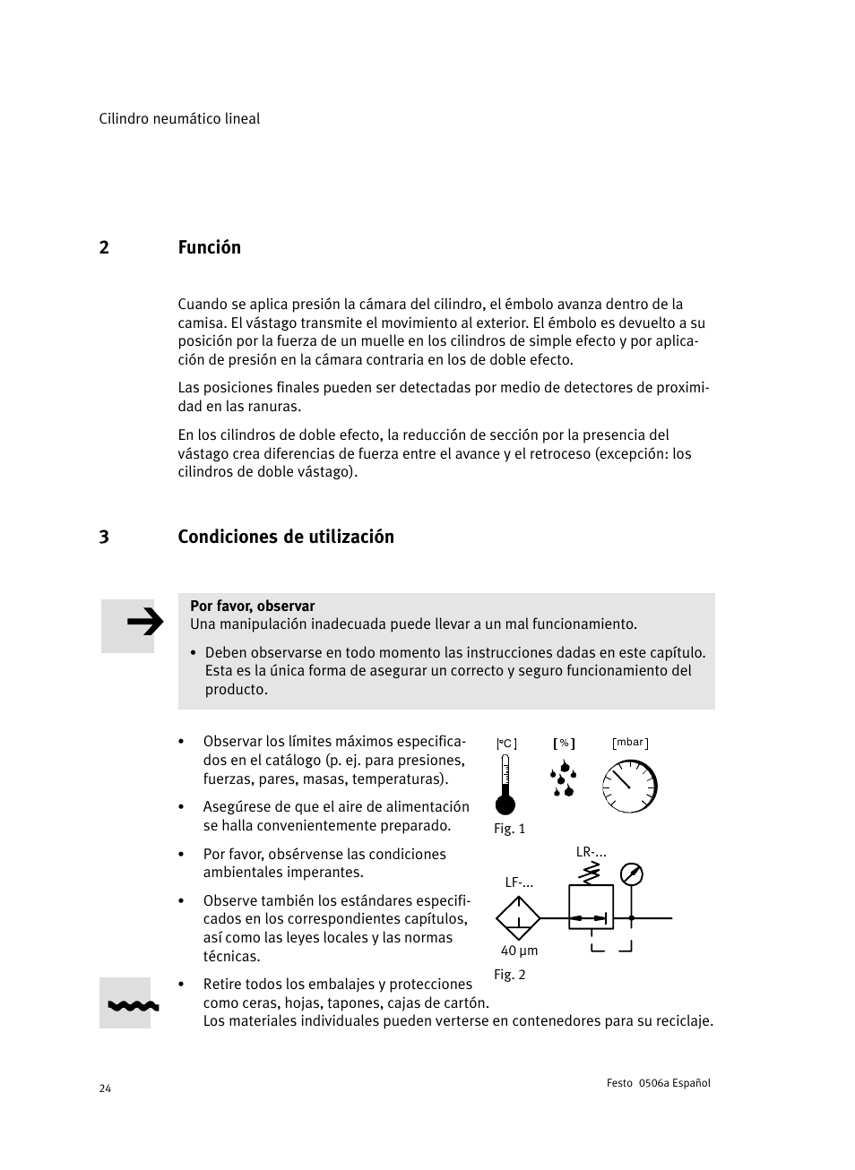 2 función, 3 condiciones de utilización, 2función | 3condiciones de utilización | Festo Стандартные цилиндры DNC-V с распределителем User Manual | Page 24 / 64