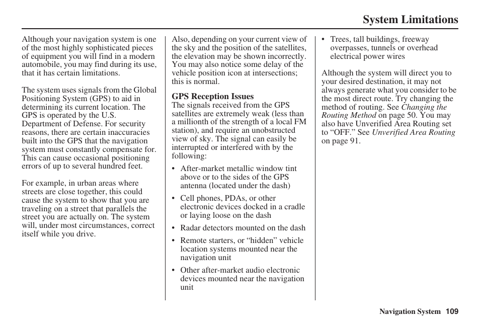 System limitations | Acura 2008 RDX 31STK810 User Manual | Page 110 / 161