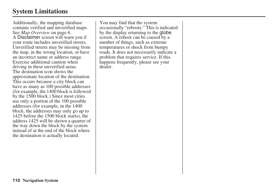 System limitations | Acura 2008 RDX 31STK810 User Manual | Page 111 / 161