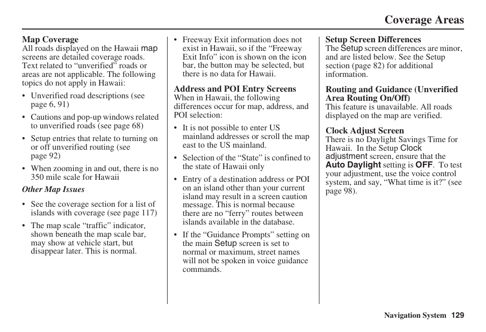 Coverage areas | Acura 2008 RDX 31STK810 User Manual | Page 130 / 161