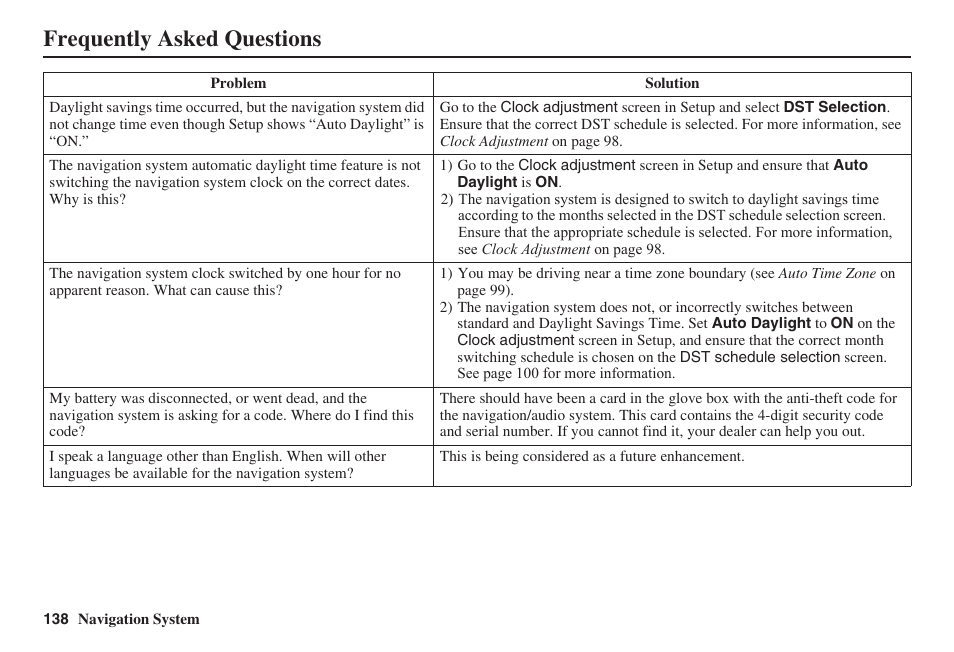 Frequently asked questions | Acura 2008 RDX 31STK810 User Manual | Page 139 / 161